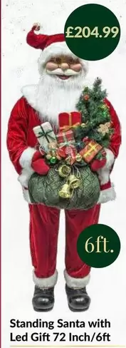 Standing Santa with Led Gift 72 Inch/6ft