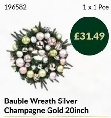 Silver - Bauble Wreath  Champagne Gold 20inch