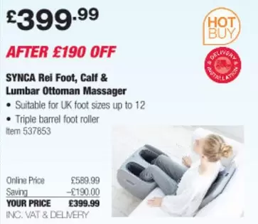 Rei Foot, Calf & Lumbar Ottoman Massager