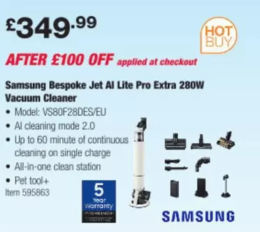 samsung - Bespoke Jet Al Lite Pro Extra 280W Vacuum Cleaner