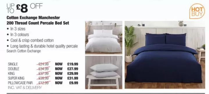 COTTON - 200 Thread Count Percale Bed Set