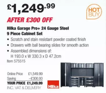 Finish - Garage Pro+ 24 Gauge Steel 9 Piece Cabinet Set