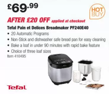 Tefal - Pain et Delices Breadmaker PF240E40