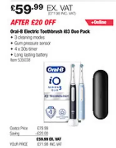 Oral-B - Electric Toothbrush iO3 Duo Pack