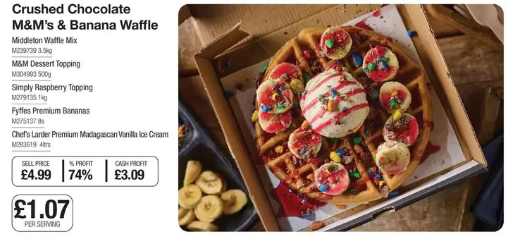 Premium - Crushed Chocolate M&M's & Banana Waffle