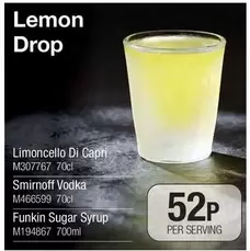 Capri - Limoncello Di  M307767, Smirnoff Vodka M466599, Funkin Sugar Syrup M194867