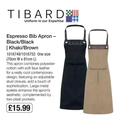 COTTON - Espresso Bib Apron - Black/Black | Khaki/Brown