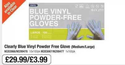 Clear - Blue Vinyl Powder Free Glove