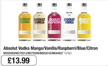 Absolut - Vodka Mango/Vanilla/Raspberri/Blue/Citron