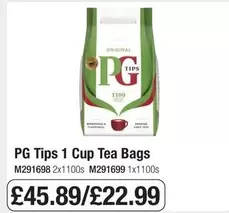 PG Tips - 1 Cup Tea Bags M291698 2x1100s M291699 1x1100s