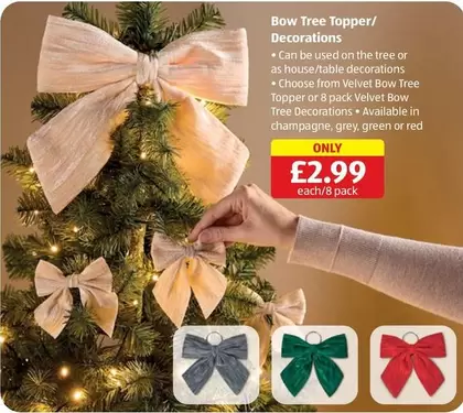 Velvet - Bow Tree Topper/ Decorations