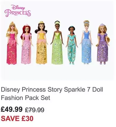 Disney - Princess Story Sparkle 7 Doll Fashion Pack Set