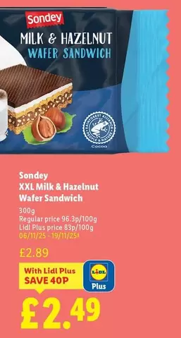 Lidl - XXL Milk & Hazelnut Wafer Sandwich