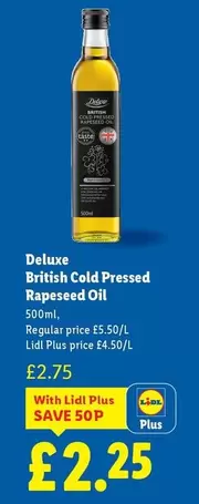 Deluxe - British Cold Pressed Rapeseed Oil
