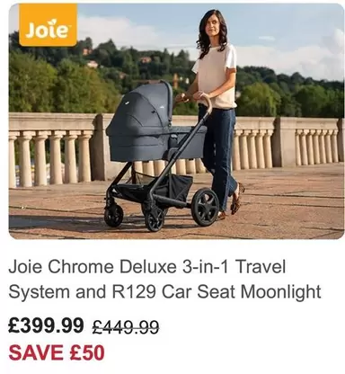 Deluxe - Chrome  3-in-1 Travel System and R129 Car Seat Moonlight