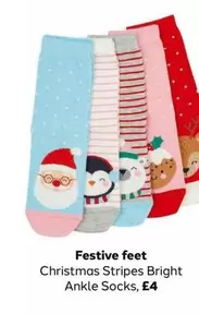 Christmas Stripes Bright Ankle Socks