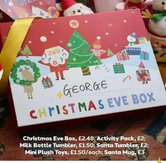 George - Christmas Eve Box, Activity Pack, Milk Bottle Tumbler, Santa Tumbler, Mini Plush Toys, Santa Mug
