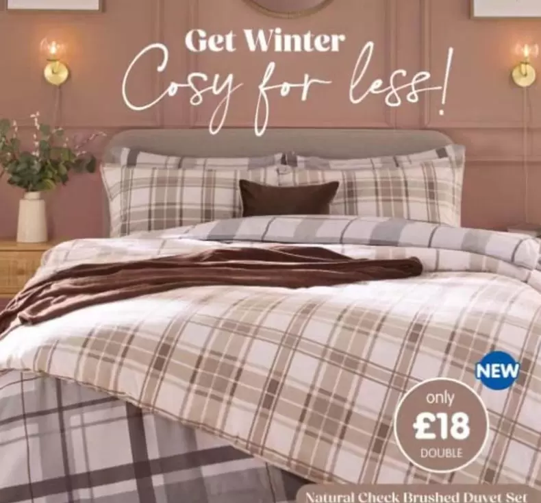 Natural Check Brushed Duvet Set