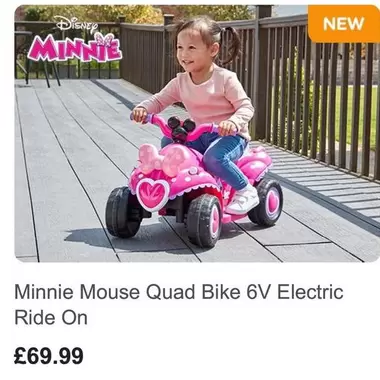 Disney - Minnie Mouse Quad Bike 6V Electric Ride On