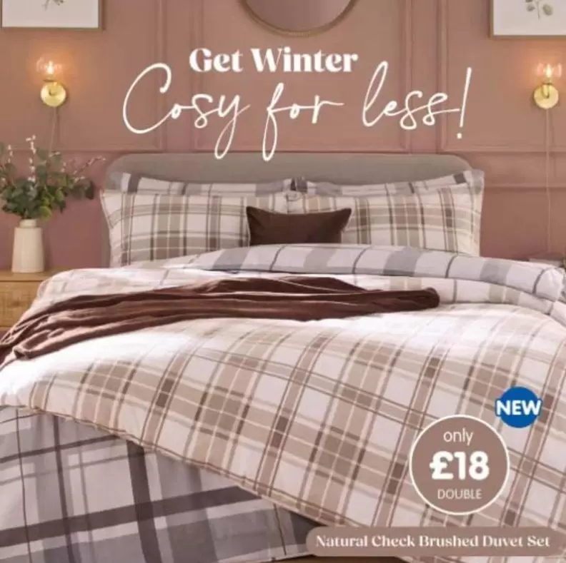 Natural Check Brushed Duvet Set