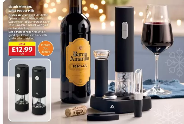 Silver - Electric Wine Set/ Salt & Pepper Mills