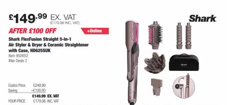 FlexFusion Straight 5-in-1 Air Styler & Dryer & Ceramic Straightener with Case, HDG25SUK