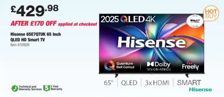 Hisense - 65E7QTUK 65 Inch QLED HD Smart TV