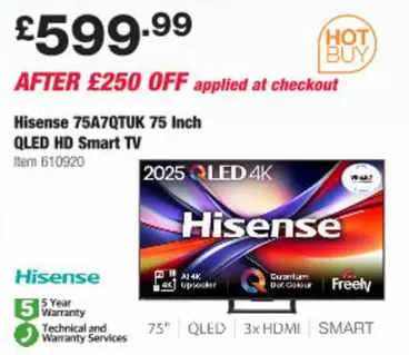 Hisense - 75A7QTUK 75 Inch QLED HD Smart TV