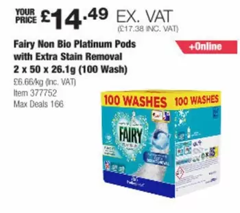Fairy - Non Bio Platinum Pods with Extra Stain Removal