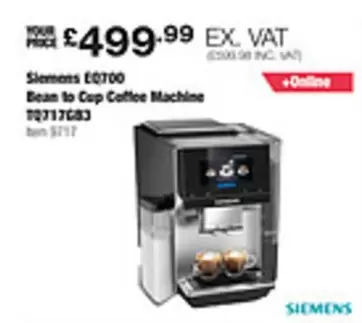 Siemens - EQ700 Bean to Cup Coffee Machine 70717683