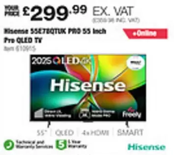 Hisense - 55E7BQTUK PRO 55 Inch Pro QLED TV
