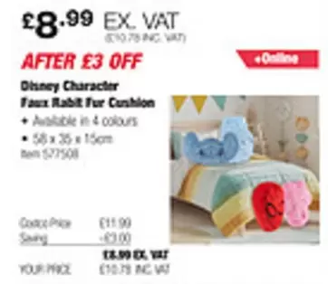 Disney - Character Faux Rabit Fur Cushion