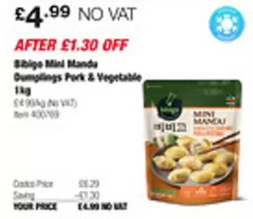 Mini Mandu Dumplings Pork & Vegetable