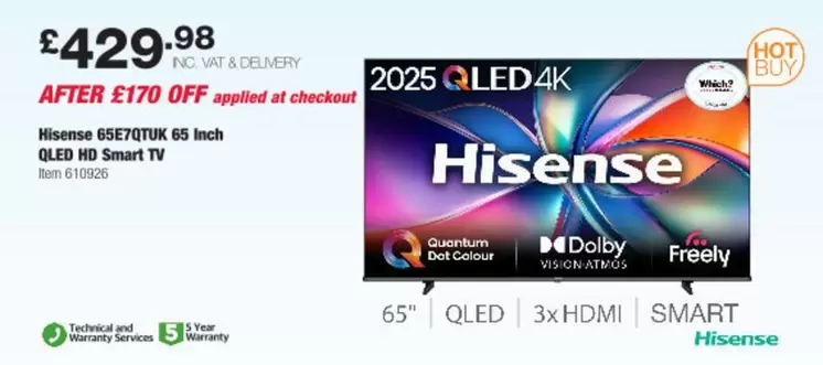 Hisense - 65E7QTUK 65 inch QLED HD Smart TV