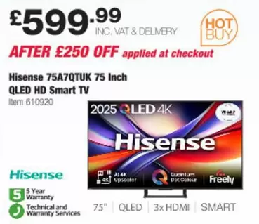Hisense - 75A7QTUK 75 Inch QLED HD Smart TV