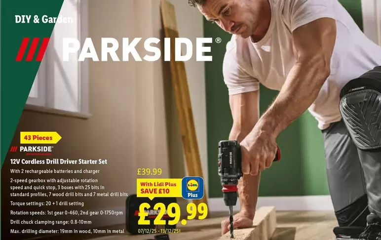 Parkside - 12V Cordless Drill Driver Starter Set