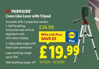 Parkside - Cross Line Laser with Tripod