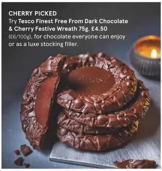 Tesco Finest - Finest Free From Dark Chocolate & Cherry Festive Wreath