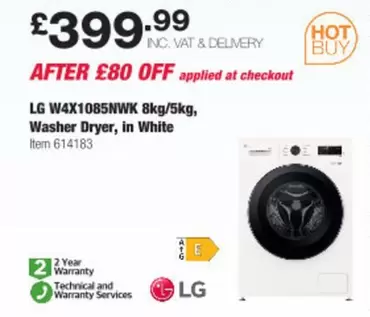 LG - W4X1085NWK 8kg/5kg, Washer Dryer, in White