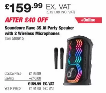 Speaker - Rave 3S Al Party  with 2 Wireless Microphones