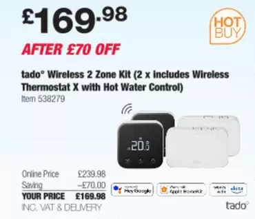 Wireless 2 Zone Kit (2 x includes Wireless Thermostat X with Hot Water Control)