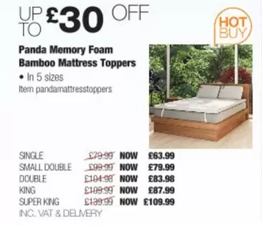 Panda - Memory Foam Bamboo Mattress Toppers