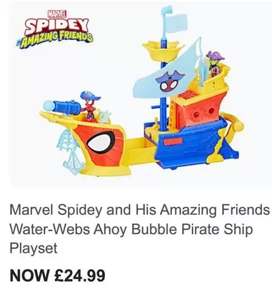 Marvel - Spidey and His Amazing Friends Water-Webs Ahoy Bubble Pirate Ship Playset