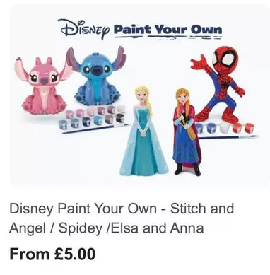 Disney - Paint Your Own - Stitch and Angel / Spidey /Elsa and Anna