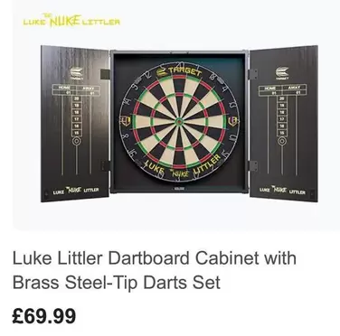 Nike - Dartboard Cabinet with Brass Steel-Tip Darts Set