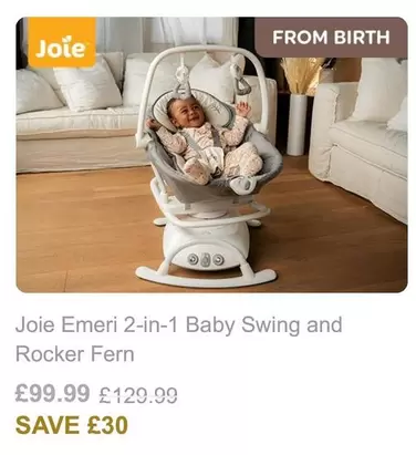 Emeri 2-in-1 Baby Swing and Rocker Fern