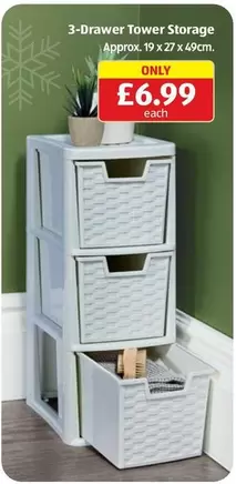 3-Drawer Tower Storage