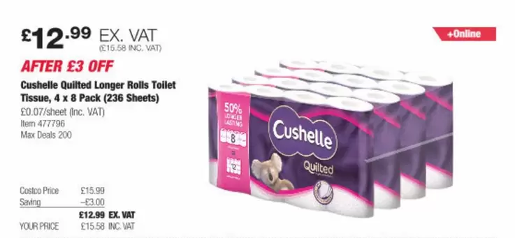Cushelle - Quilted Longer Rolls Toilet Tissue
