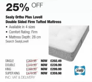 Comfort - Ortho Plus Lovell Double Sided Firm Tufted Mattress