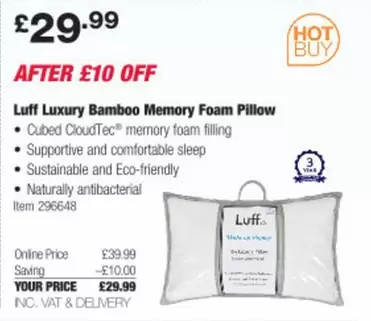 Luxury -  Bamboo Memory Foam Pillow